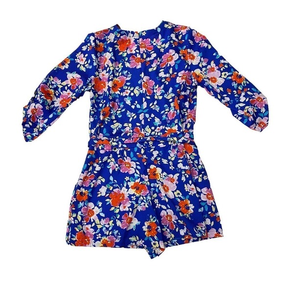 Yumi Kim Women Short Floral Romper Love Potion Revolve V Neck Back Zip Blue L - Picture 2 of 10